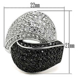 Alamode Rhodium + Ruthenium Brass Ring with AAA Grade CZ in Jet - Alamode - Flyclothing LLC