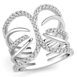 Alamode Rhodium Brass Ring with AAA Grade CZ in Clear - Alamode - Flyclothing LLC