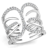 Alamode Rhodium Brass Ring with AAA Grade CZ in Clear - Alamode - Flyclothing LLC