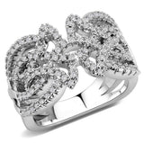Alamode Rhodium Brass Ring with AAA Grade CZ in Clear - Alamode - Flyclothing LLC