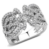 Alamode Rhodium Brass Ring with AAA Grade CZ in Clear - Alamode - Flyclothing LLC
