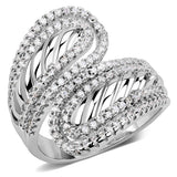 Alamode Rhodium Brass Ring with AAA Grade CZ in Clear - Alamode - Flyclothing LLC