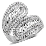 Alamode Rhodium Brass Ring with AAA Grade CZ in Clear - Alamode - Flyclothing LLC