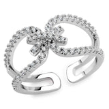 Alamode Rhodium Brass Ring with AAA Grade CZ in Clear - Alamode - Flyclothing LLC
