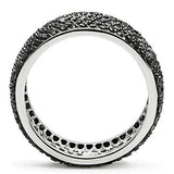 Alamode Rhodium + Ruthenium Brass Ring with AAA Grade CZ in Jet - Alamode - Flyclothing LLC