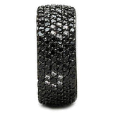 Alamode Rhodium + Ruthenium Brass Ring with AAA Grade CZ in Jet - Alamode - Flyclothing LLC