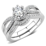 Alamode Rhodium Brass Ring with AAA Grade CZ in Clear - Alamode