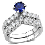 Alamode Rhodium Brass Ring with AAA Grade CZ in London Blue - Alamode