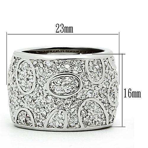 Alamode Rhodium Brass Ring with AAA Grade CZ in Clear - Alamode - Flyclothing LLC