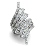 Alamode Rhodium Brass Ring with AAA Grade CZ in Clear - Alamode - Flyclothing LLC