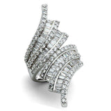 Alamode Rhodium Brass Ring with AAA Grade CZ in Clear - Alamode - Flyclothing LLC
