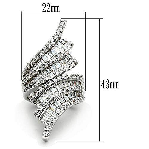 Alamode Rhodium Brass Ring with AAA Grade CZ in Clear - Alamode - Flyclothing LLC