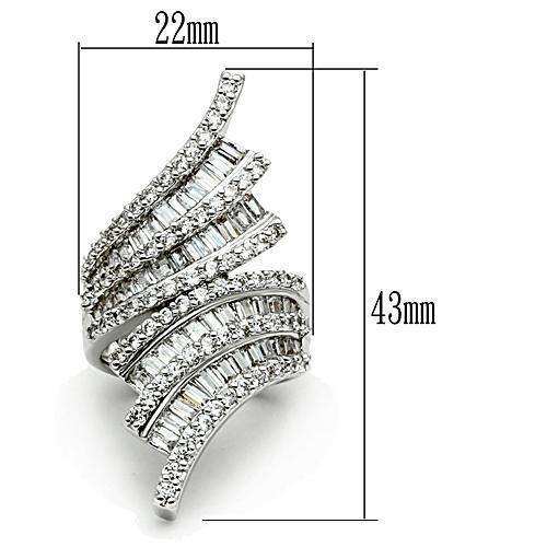 Alamode Rhodium Brass Ring with AAA Grade CZ in Clear - Alamode - Flyclothing LLC