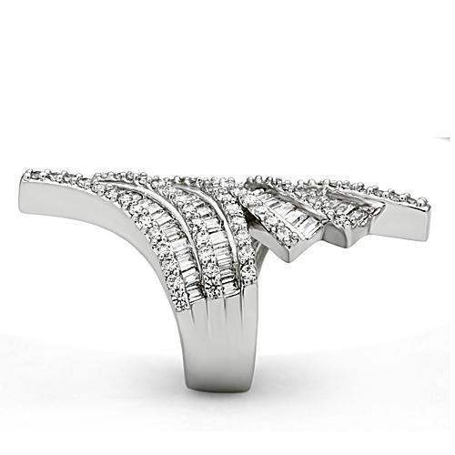 Alamode Rhodium Brass Ring with AAA Grade CZ in Clear - Alamode - Flyclothing LLC
