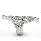 Alamode Rhodium Brass Ring with AAA Grade CZ in Clear - Alamode - Flyclothing LLC