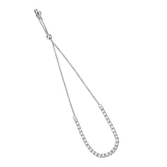 Alamode Rhodium Brass Bracelet with AAA Grade CZ in Clear - Alamode