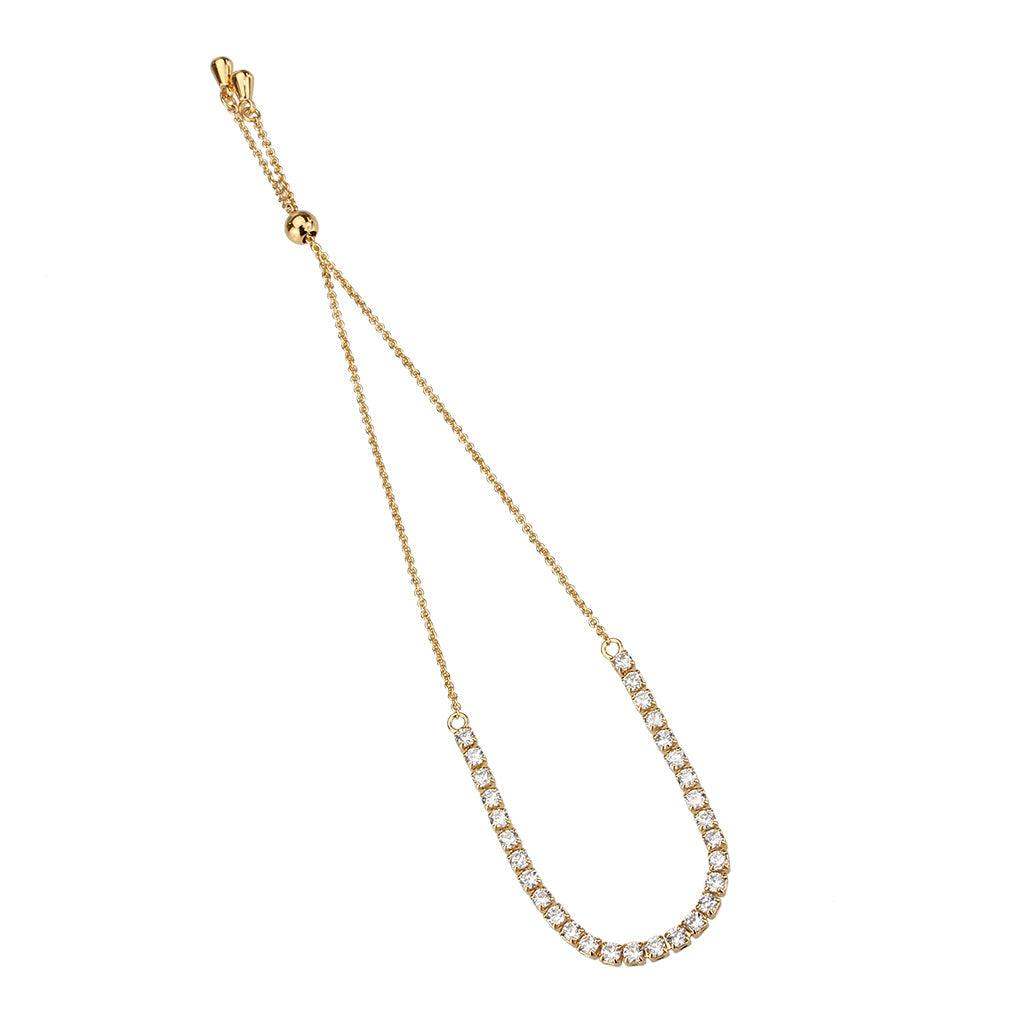 Alamode Rose Gold Brass Bracelet with AAA Grade CZ in Clear - Alamode - Flyclothing LLC