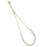 Alamode Gold Brass Bracelet with AAA Grade CZ in Clear - Alamode - Flyclothing LLC