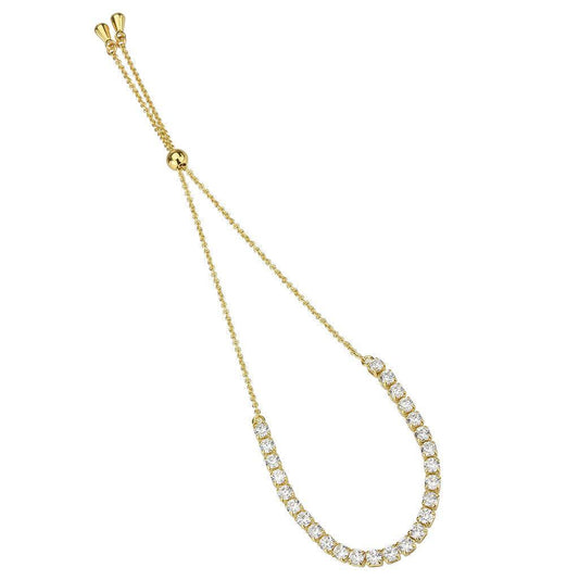 Alamode Gold Brass Bracelet with AAA Grade CZ in Clear - Alamode