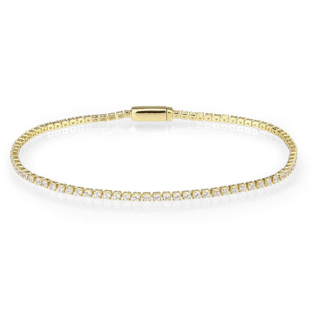 Alamode Gold Brass Bracelet with AAA Grade CZ in Clear - Alamode