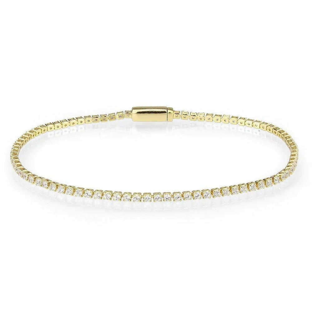 Alamode Gold Brass Bracelet with AAA Grade CZ in Clear - Alamode
