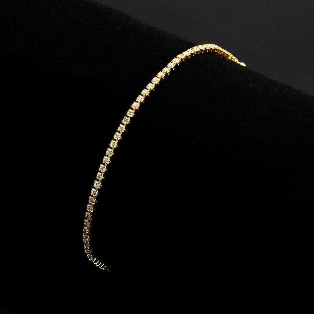 Alamode Gold Brass Bracelet with AAA Grade CZ in Clear - Alamode - Flyclothing LLC