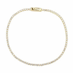 Alamode Gold Brass Bracelet with AAA Grade CZ in Clear - Flyclothing LLC