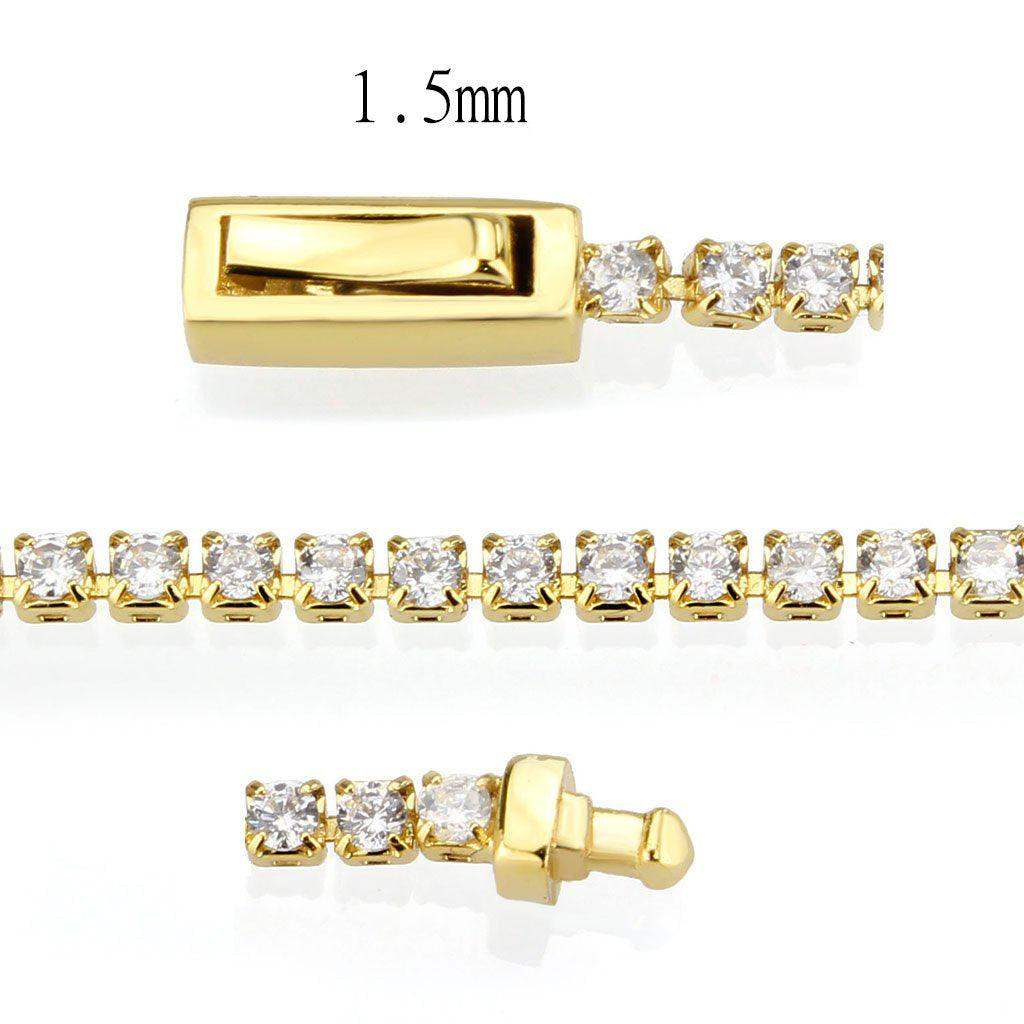 Alamode Gold Brass Bracelet with AAA Grade CZ in Clear - Alamode - Flyclothing LLC