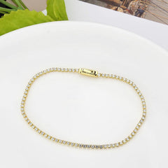 Alamode Gold Brass Bracelet with AAA Grade CZ in Clear - Alamode