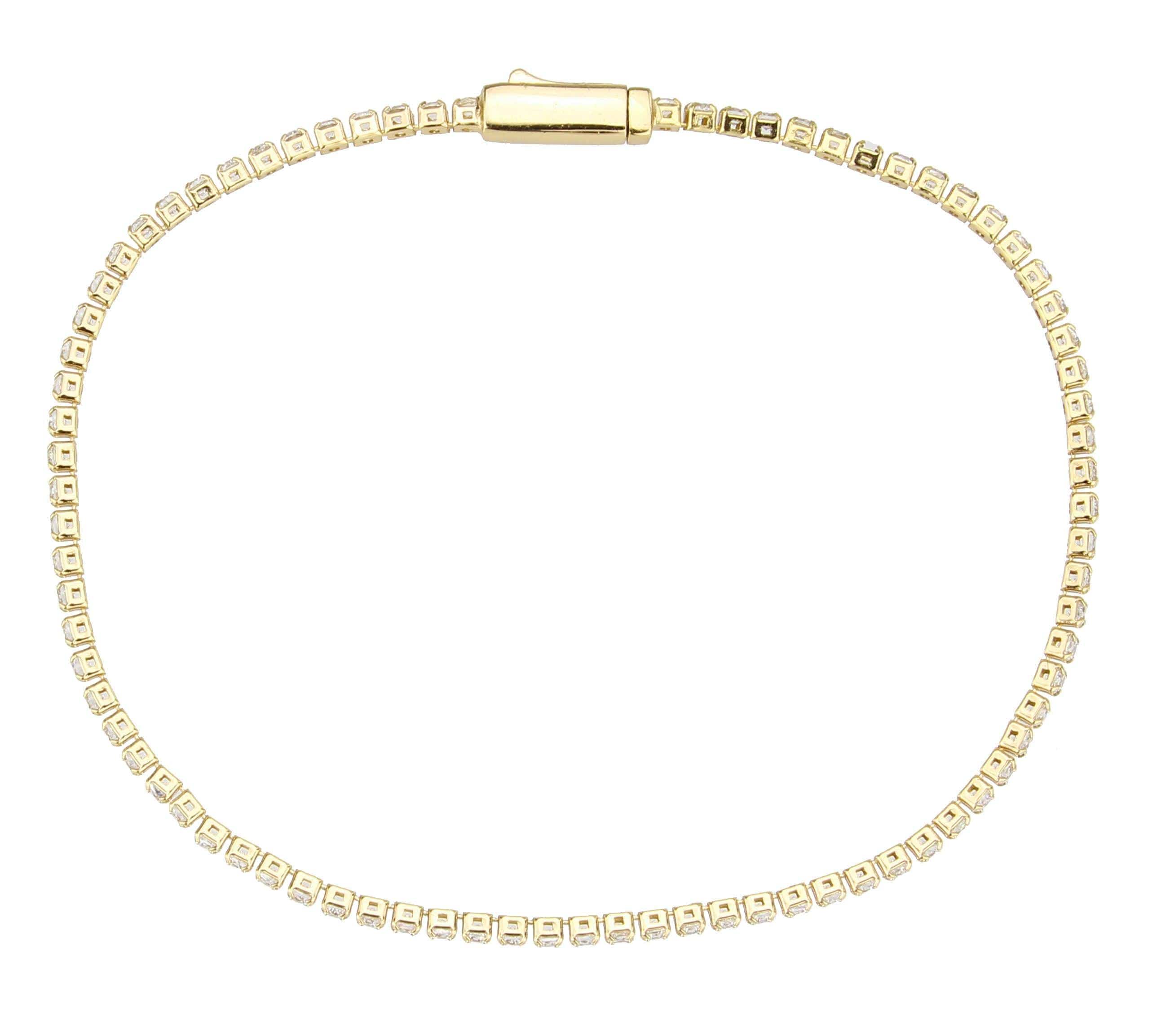 Alamode Gold Brass Bracelet with AAA Grade CZ in Clear - Alamode