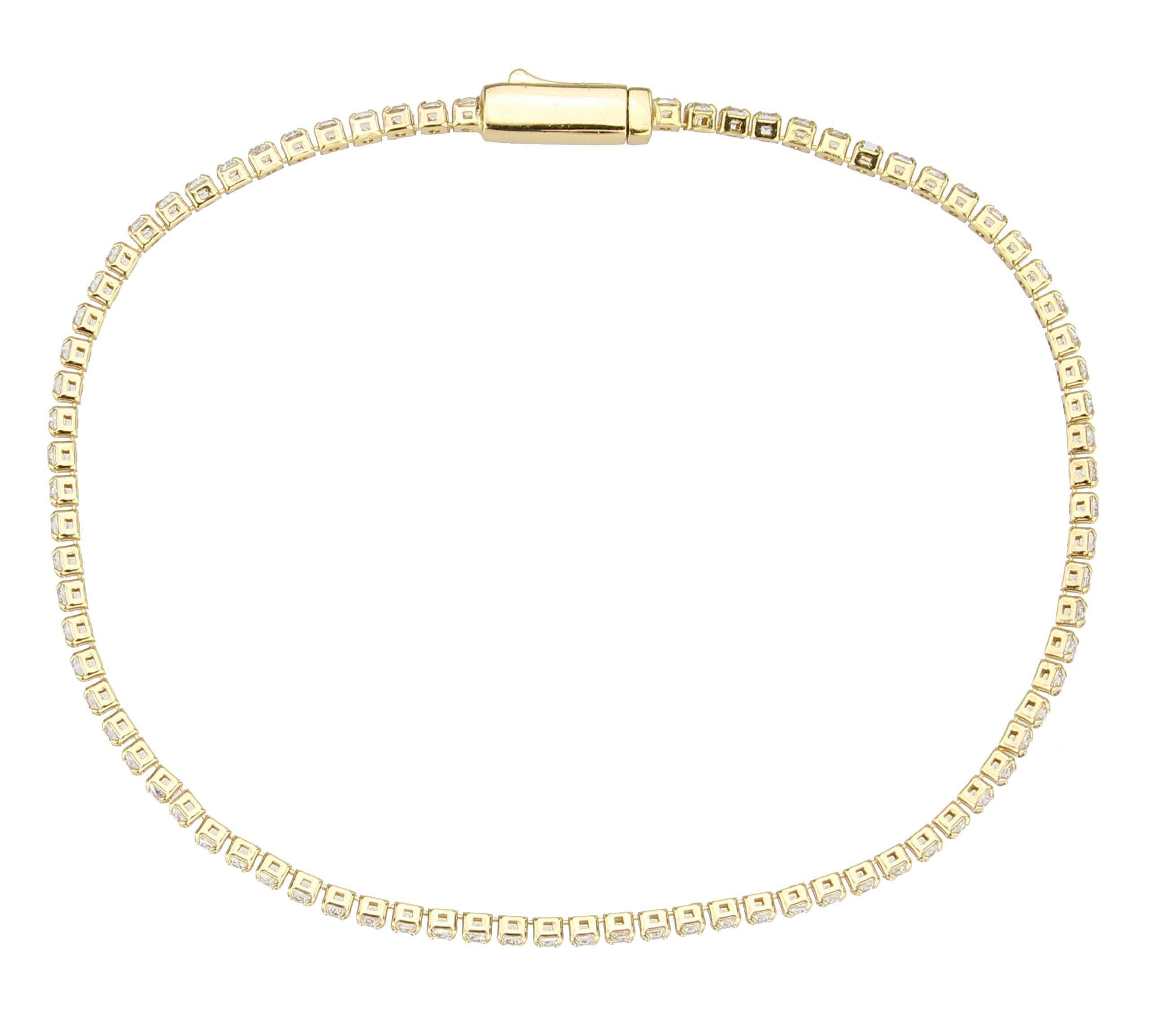 Alamode Gold Brass Bracelet with AAA Grade CZ in Clear - Flyclothing LLC