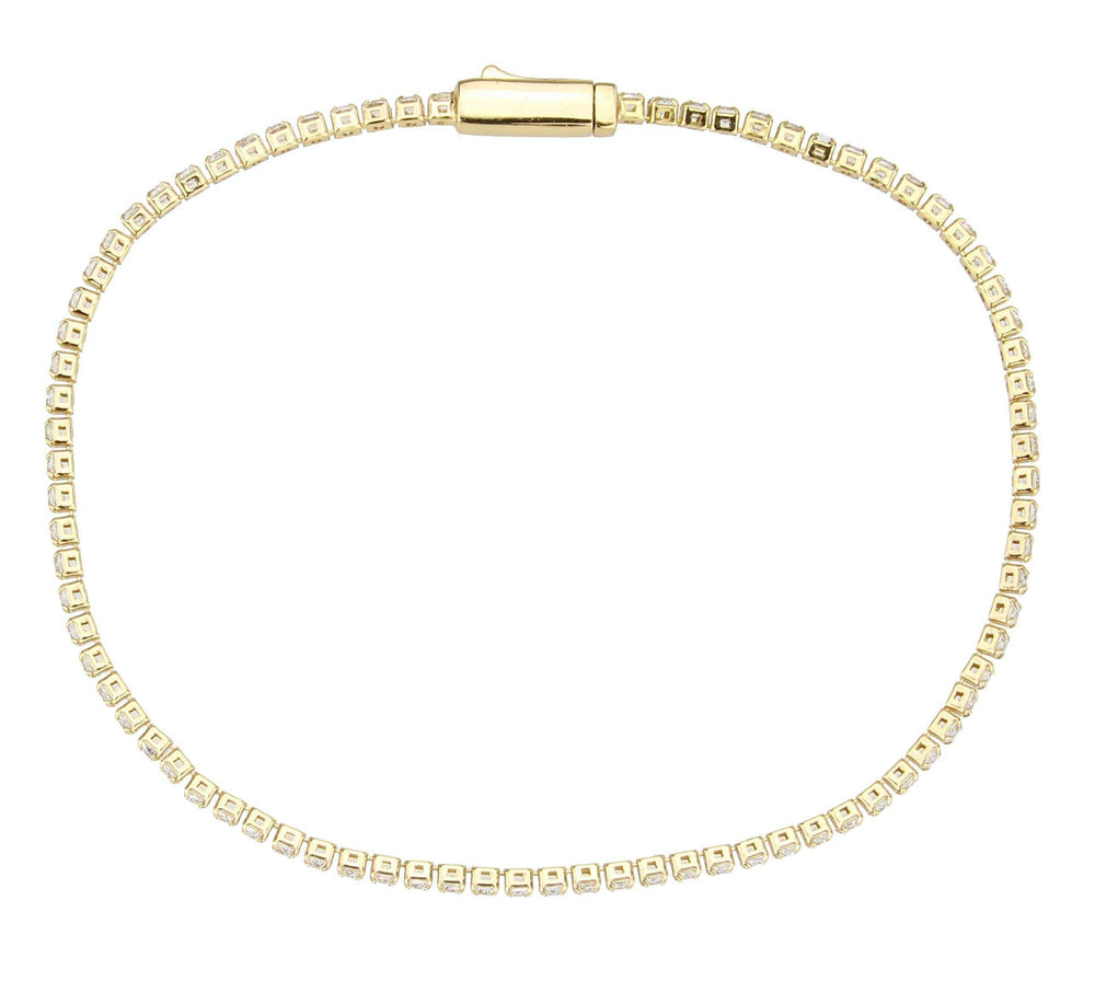 Alamode Gold Brass Bracelet with AAA Grade CZ in Clear - Alamode - Flyclothing LLC