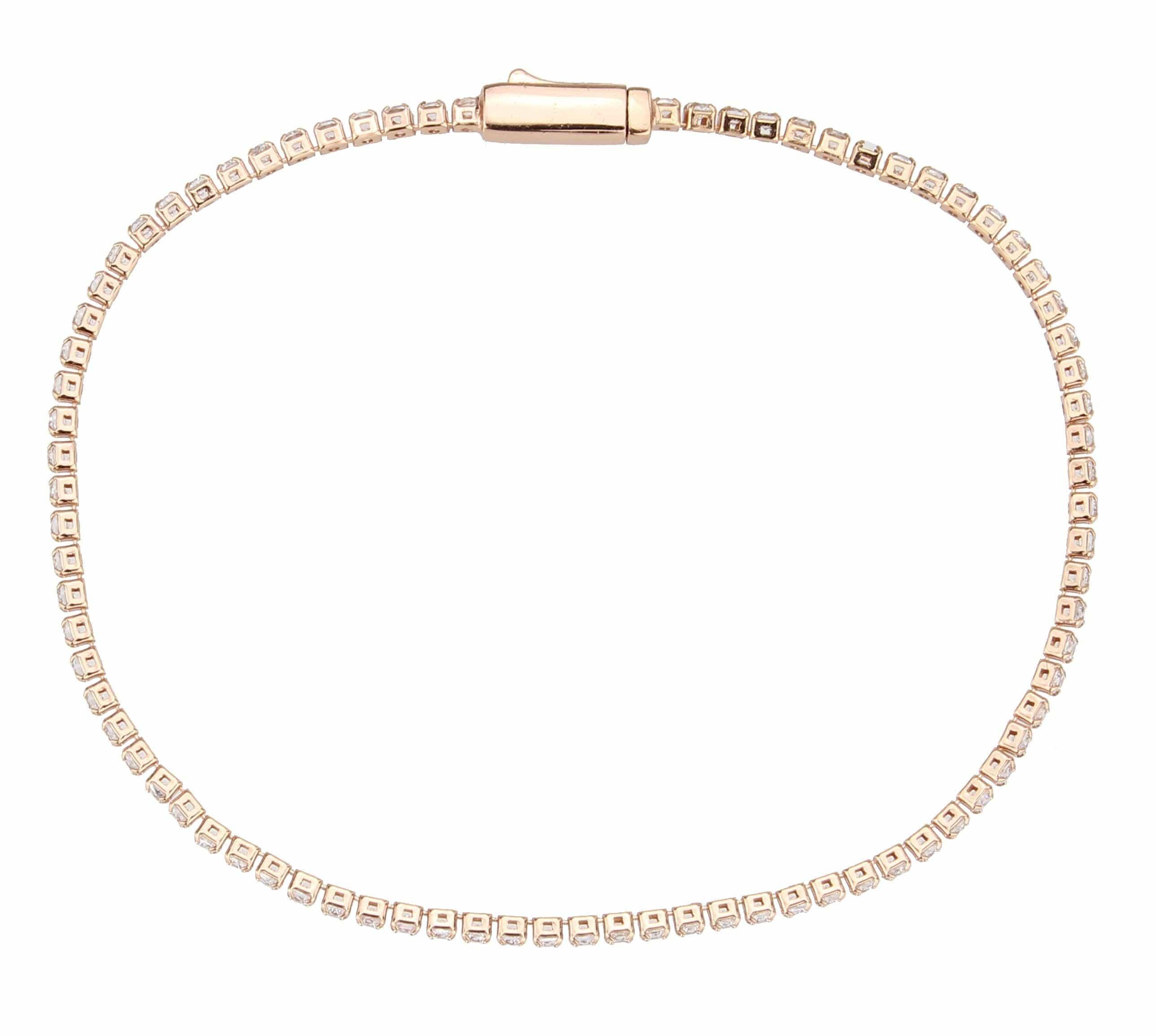 Alamode Rose Gold Brass Bracelet with AAA Grade CZ in Clear - Alamode