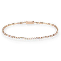 Alamode Rose Gold Brass Bracelet with AAA Grade CZ in Clear - Alamode