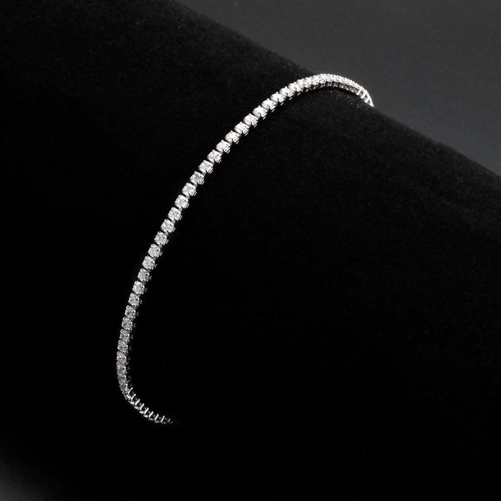 Alamode Rhodium Brass Bracelet with AAA Grade CZ in Clear - Alamode