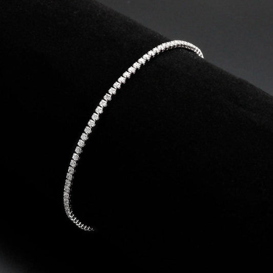 Alamode Rhodium Brass Bracelet with AAA Grade CZ in Clear - Alamode