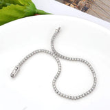 Alamode Rhodium Brass Bracelet with AAA Grade CZ in Clear - Alamode - Flyclothing LLC
