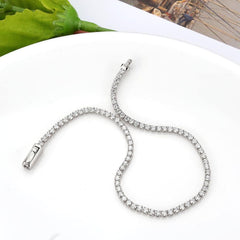 Alamode Rhodium Brass Bracelet with AAA Grade CZ in Clear - Alamode