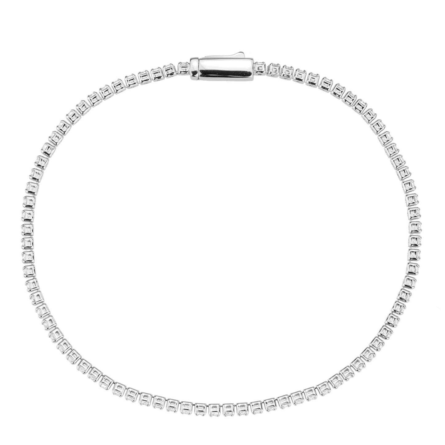 Alamode Rhodium Brass Bracelet with AAA Grade CZ in Clear - Alamode - Flyclothing LLC