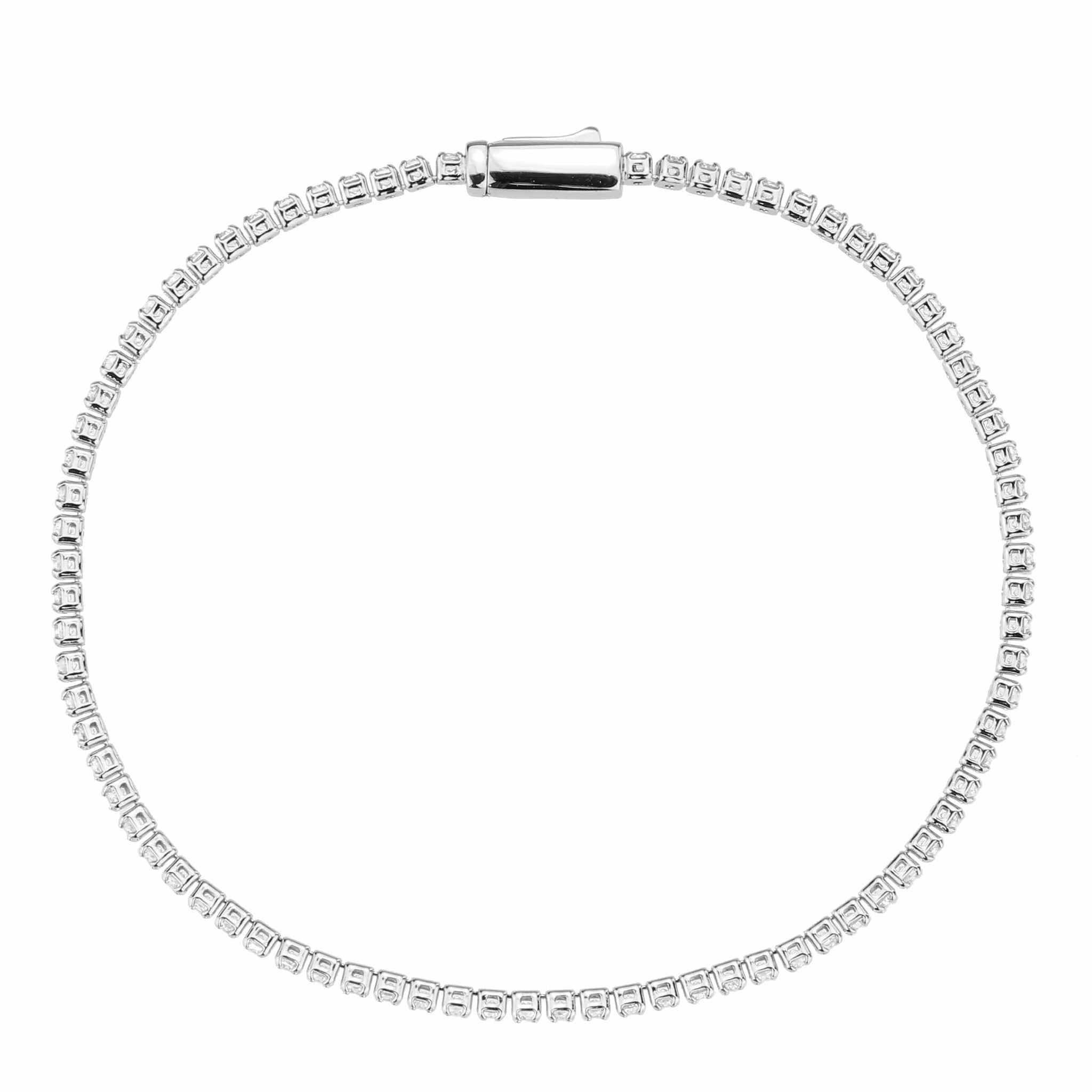 Alamode Rhodium Brass Bracelet with AAA Grade CZ in Clear - Alamode - Flyclothing LLC