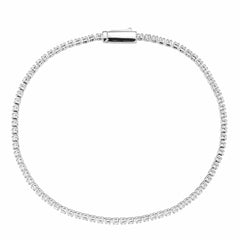 Alamode Rhodium Brass Bracelet with AAA Grade CZ in Clear - Alamode