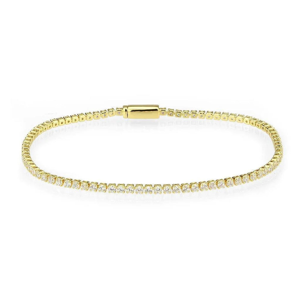 Alamode Gold Brass Bracelet with AAA Grade CZ in Clear - Alamode
