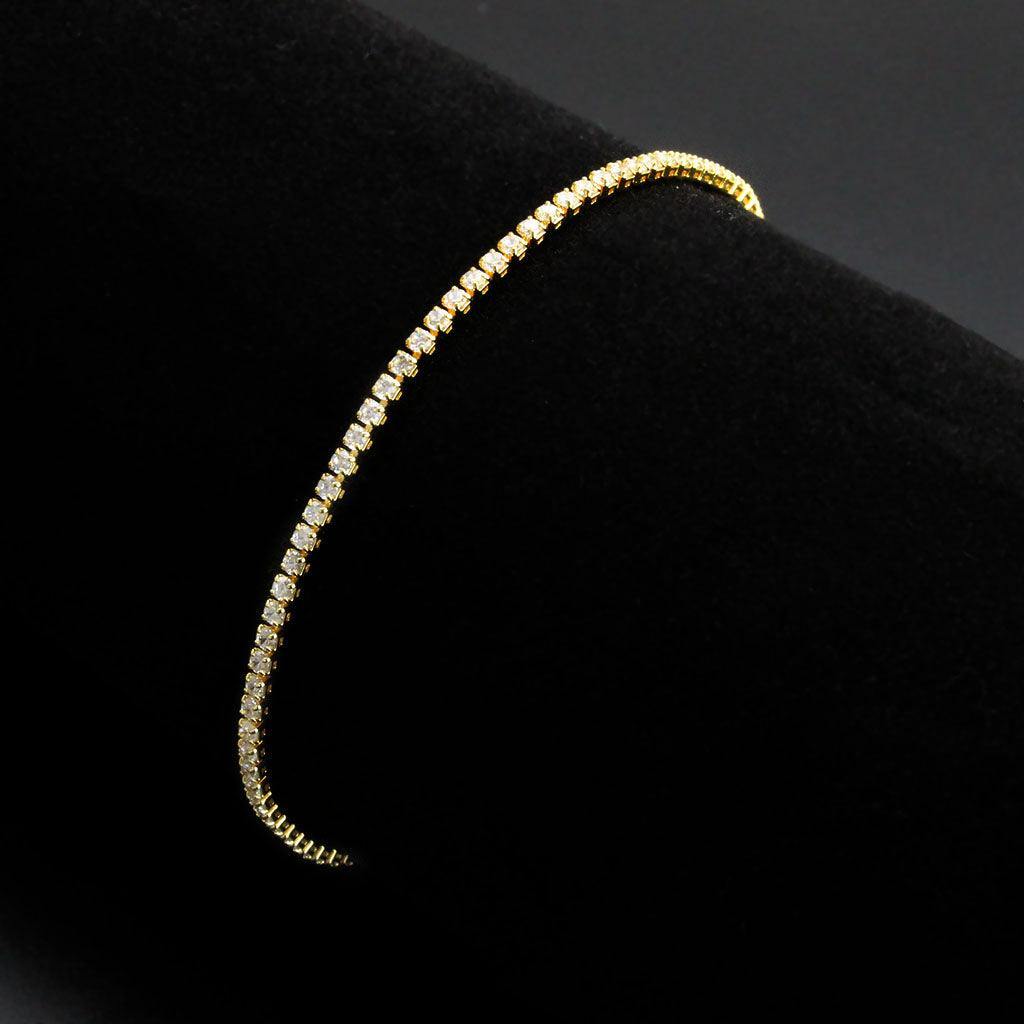 Alamode Gold Brass Bracelet with AAA Grade CZ in Clear - Alamode