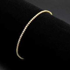 Alamode Gold Brass Bracelet with AAA Grade CZ in Clear - Flyclothing LLC