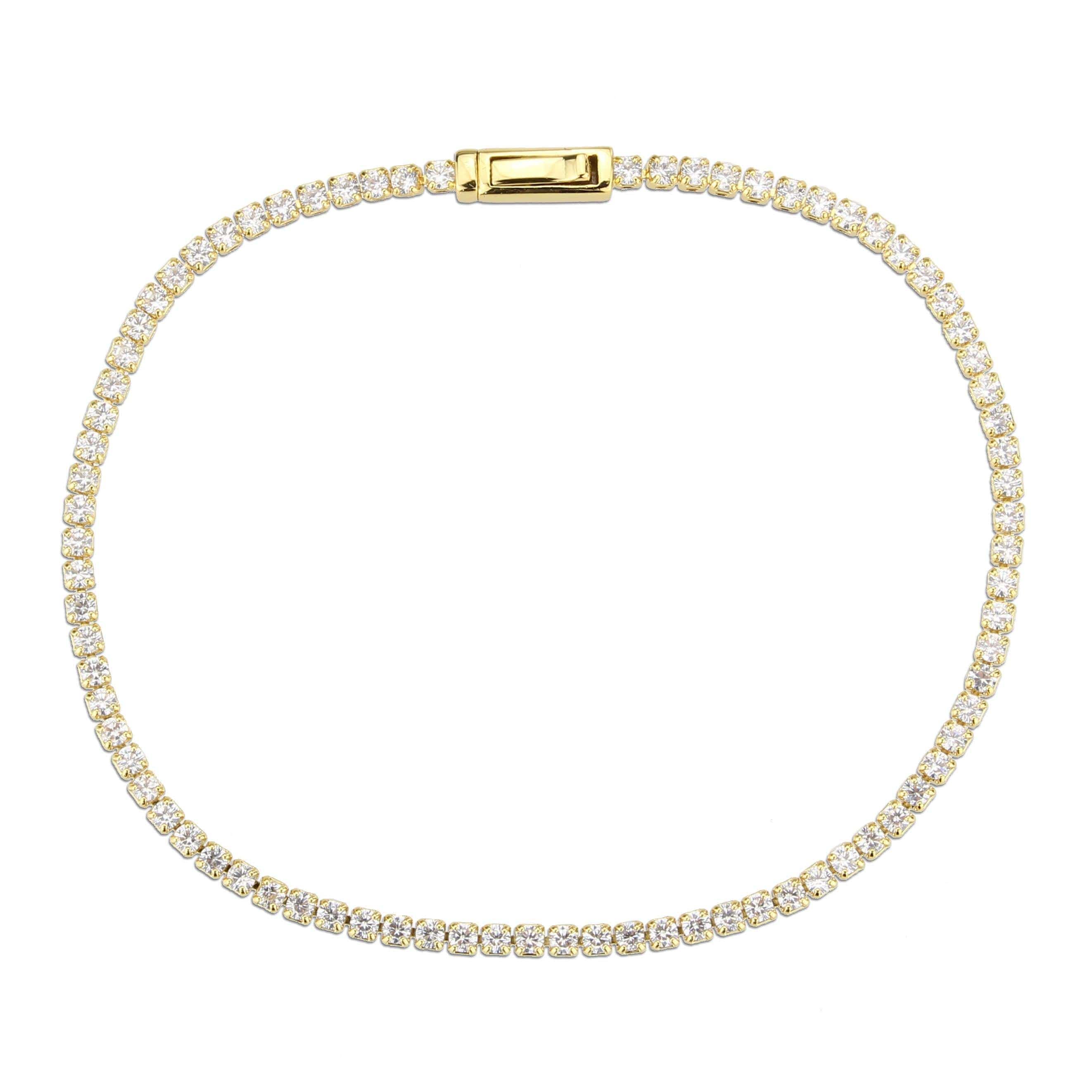 Alamode Gold Brass Bracelet with AAA Grade CZ in Clear - Alamode