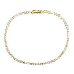 Alamode Gold Brass Bracelet with AAA Grade CZ in Clear - Flyclothing LLC