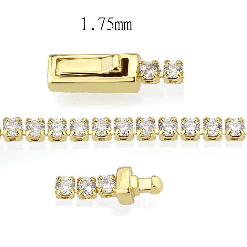 Alamode Gold Brass Bracelet with AAA Grade CZ in Clear - Alamode - Flyclothing LLC