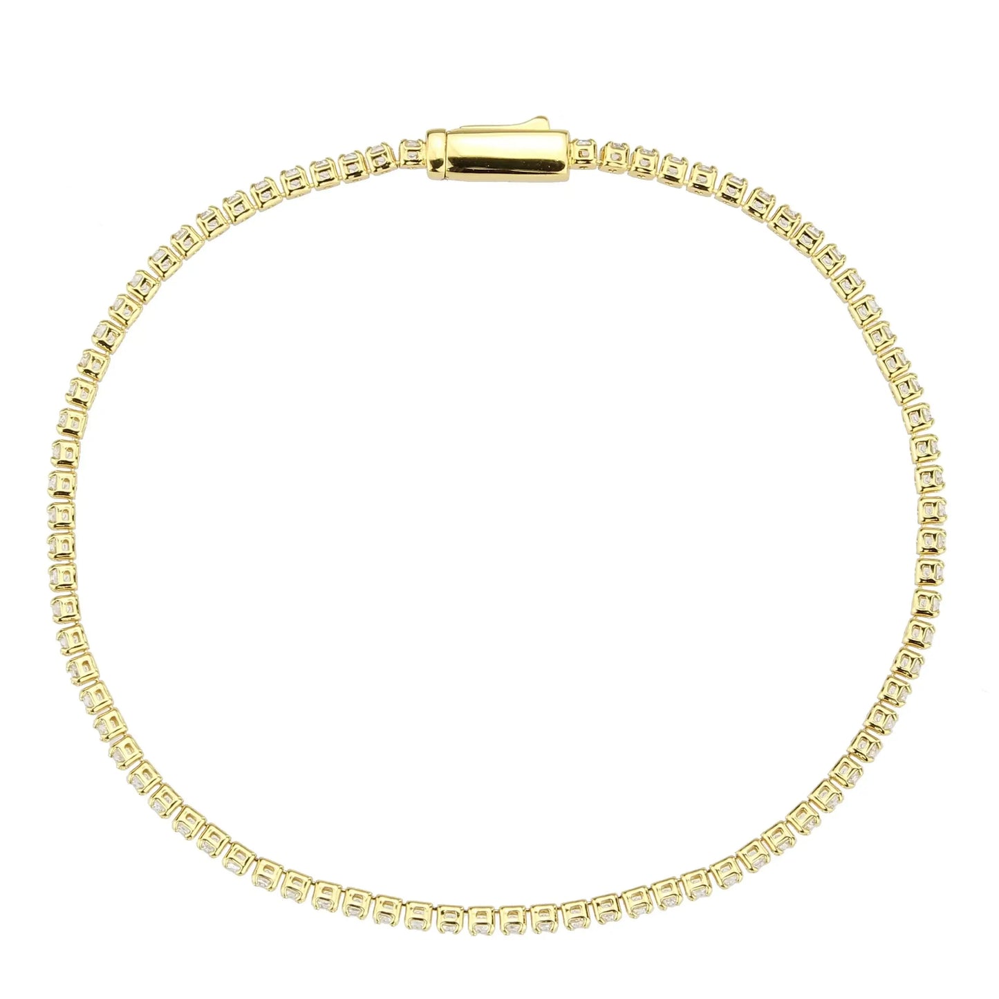 Alamode Gold Brass Bracelet with AAA Grade CZ in Clear - Alamode - Flyclothing LLC