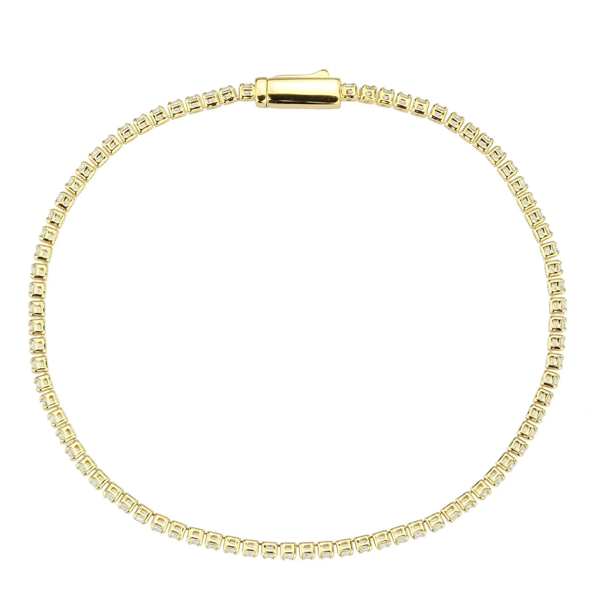 Alamode Gold Brass Bracelet with AAA Grade CZ in Clear - Alamode - Flyclothing LLC