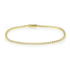 Alamode Gold Brass Bracelet with AAA Grade CZ in Clear - Flyclothing LLC